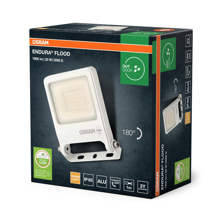 Naświetlacz LED Halogen Zewnętrzny Reflektor 20W 3000K Ciepła 1800lm Biały IP65 Endura Osram