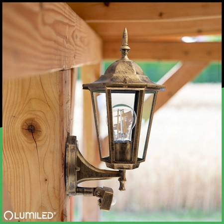 Lampa Ogrodowa Kinkiet Elewacyjny Zewnętrzny E27 LED Latarnia Czujnik Ruchu BELLIS LUMILED