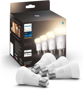 4x Żarówka LED E27 A60 9W = 60W 800lm 2700K Biała Ciepła SMART Inteligentna Bluetooth ZigBee White Philips HUE