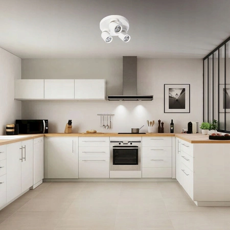 Lampa Sufitowa Ścienna TIMO Kinkiet Reflektor Oprawa Halogenowa Ruchoma 3xGU10 Biały Okrągły LVT