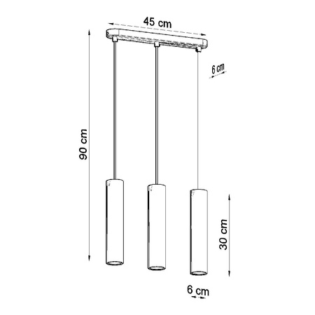 Lampa Sufitowa Wisząca Zwis 3x GU10 Tubularna Szara Industrialna Luvo Sollux