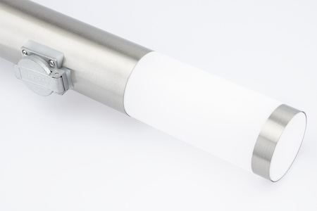 Lampa Ogrodowa Zewnętrzna E27 SREBRNY SŁUPEK 65cm z Gniazdem 230V