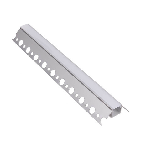 Profil Aluminiowy Podtynkowy Architektoniczny Narożny Typ Z do LED Wpuszczany do Płyt KARTON / GIPS 2m + Mleczny Klosz