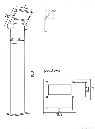 Lampa Ogrodowa Zewnętrzna Stojąca SŁUPEK LED Neo 11702-1000 DG 10W 600lm 3000K Ciepła 100cm Su-Ma