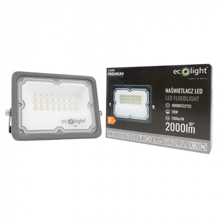 Naświetlacz LED Lampa Reflektor 20W 2000lm 4000K Neutralna IP65 Premium Line Ecolight