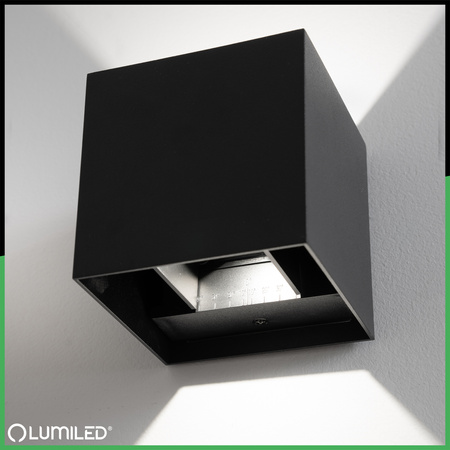 Kinkiet Ogrodowy Elewacyjny LED 2x3W 4000K Regulowany Góra Dół Czarny PICEA LUMILED