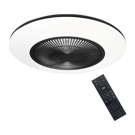 Plafon LED Lampa Sufitowa Natynkowa Czarny okrągły ARIA 38W 55 cm CCT z wentylatorem + Pilot Milagro
