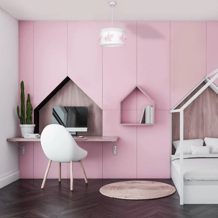 Lampa wisząca UNI 1xE27 Dziewczęca Jednorożce MLP64900 Milagro Metal + Tkanina + Drewno