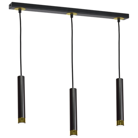 Lampa wisząca DANI 3xGU10 Wąski Klosz Czarna Złota MLP6240 Milagro Metal