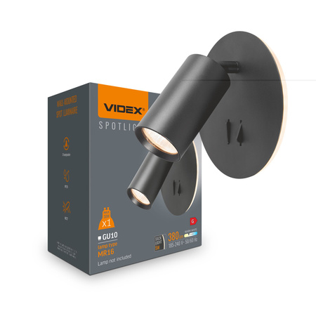 Lampa Ścienna Kinkiet Oprawa Punktowa 5W 380lm 2700K Ciepła Czarna Videx