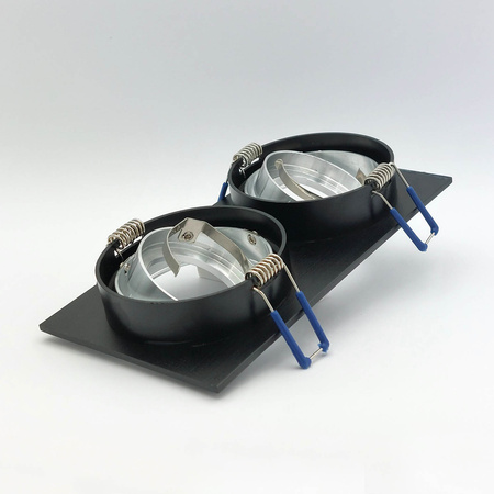 Oprawa Podtynkowa GU10 Halogenowa Wpuszczana Spot Oczko Czarna Podwójna Kobi