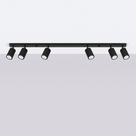 Lampa Sufitowa Reflektor Tuba Spot 6x GU10 Czarna Karbon Deep Space SL.1585 Sollux