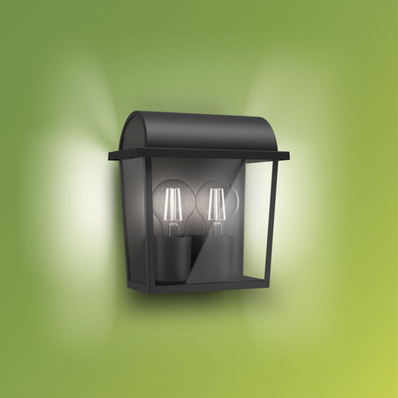 Kinkiet Ogrodowy Lampa Elewacyjna Zewnętrzna 2x E27 IP44 Czarna Harvest Philips
