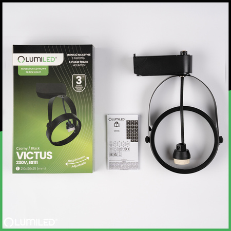 Reflektor Szynowy GU10 ES111 Czarny VICTUS Lampa do Szynoprzewodów Jednofazowych Lumiled