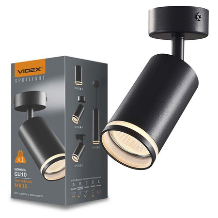 Lampa Ścienna Sufitowa Kinkiet Oprawa Punktowa Ruchoma GU10 Czarna Videx