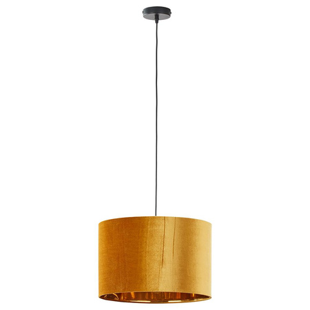 Lampa Sufitowa Wisząca TERCINO ORANGE Zwis Welurowy Abażur Czarno-Miodowa Elegancka E27 6121 TK Lighting