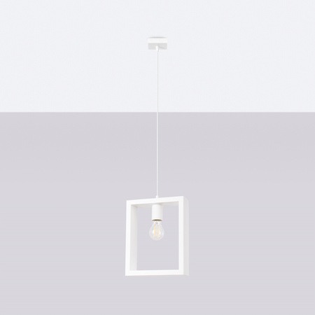 Lampa Sufitowa Wisząca Zwis E27 Żyrandol Kwadratowa Biała Skandynawska Aries Sollux