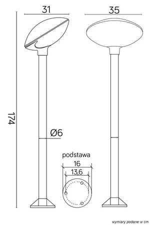 Lampa Ogrodowa Zewnętrzna Stojąca SŁUPEK TAO 1 E27 175cm Su-Ma