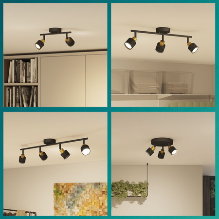 Lampa Ścienna Sufitowa Kinkiet GU10 LED Czarna-Miedziana Niall Philips