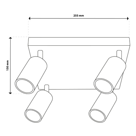 Lampa Sufitowa Plafon SPOT TUBA Reflektor Oprawa Halogenowa 4x GU10 TABULA LUMILED