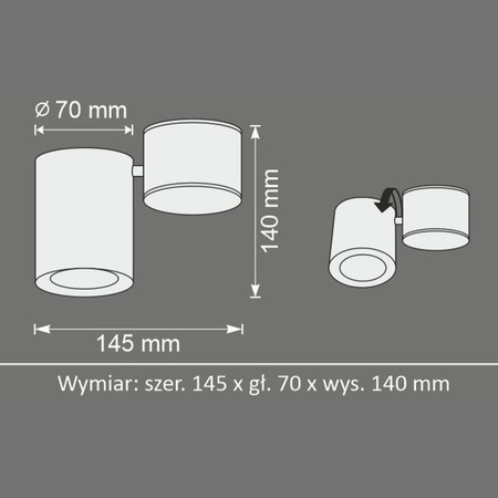Oprawa Natynkowa Sufitowa HOBRO GU10 Tuba Spot Ruchoma Czarna GOLDLUX (Polux)