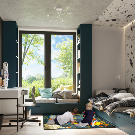 Lampa Sufitowa Oprawa Natynkowa Wisząca Zwis 4x E27 Żyrandol Nieregularna Biała Industrialna Vector Sollux