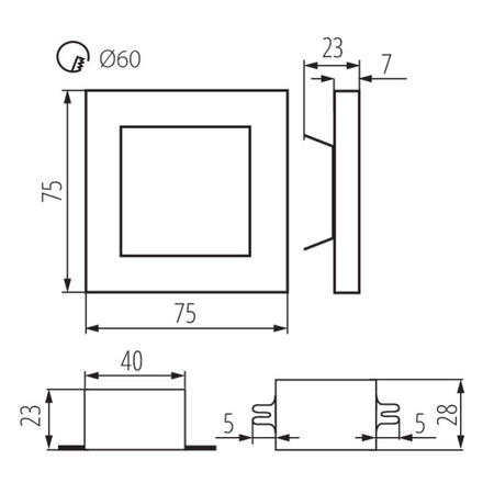 Oprawa Schodowa Dekoracyjna LED APUS Czarna 1,3W 13lm 3000K Ciepła 230V Kanlux