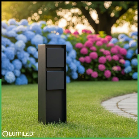 Słupek Ogrodowy IBERI Zewnętrzny Stojący 230V 2x Gniazdo Sieciowe IP65 LUMILED