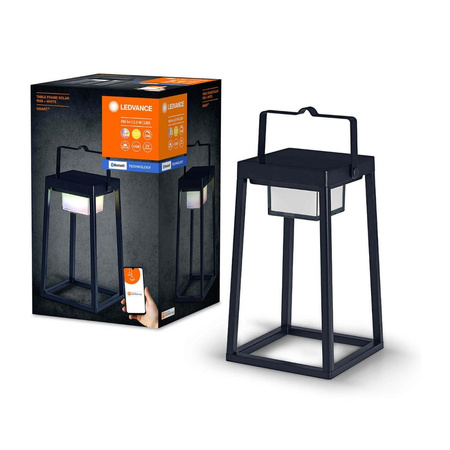 Lampa Ogrodowa Inteligentna Solarna Latarnia 2.5W 200lm 3000K Ciepła RGB+W Ściemnialna IP44 Czarny SMART+ Bluetooth Solar Ledvance