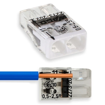 Złączka Instalacyjna Szybkozłączka 2273-202 na Drut 2x0,5-2,5mm WAGO