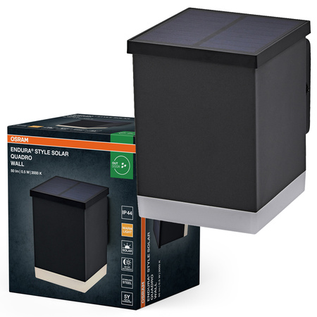 Kinkiet Solarny Ogrodowy Lampa Elewacyjna Zewnętrzna LED 0.5W 50lm 3000K Ciepła Szary IP44 Endura Osram