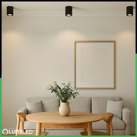 Oprawa Natynkowa HALOGENOWA Spot Tuba Ruchoma LUNDO GU10 LUMILED Okrągła Czarna 80mm