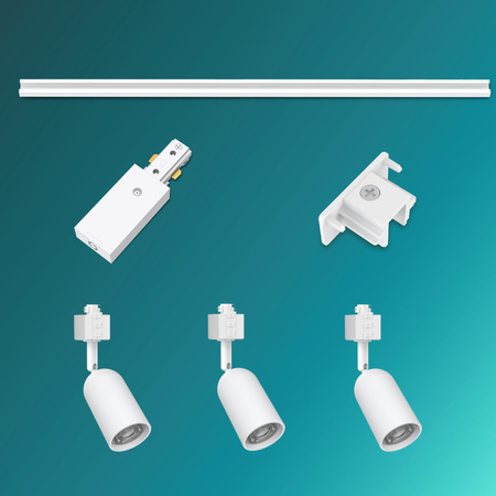 Zestaw Szynowy Lampa Sufitowa Szynoprzewód 1m + 3x Reflektor Szynowy LED GU10 Jednofazowy Biały EasyLink Shea Philips