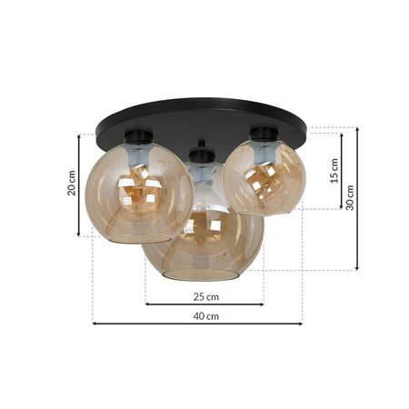Lampa Sufitowa Natynkowa SOFIA Bursztynowa 3xE27 Milagro
