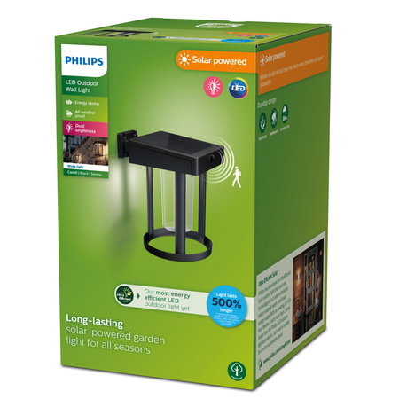 Lampa Ogrodowa LED Kinkiet Elewacyjny Solarny CAMILL 1,4W 3000K IP44 Czujnik Ruchu Zmierzchu PHILIPS