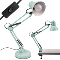 Lampka Biurkowa Kreślarska Stołowa E27 TOBI Pastelowa Niebieska Lumiled + uchwyt na blat
