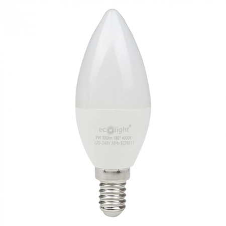 Żarówka LED Świeczka B37 E14 3W 270lm 4000K Neutralna Ecolight