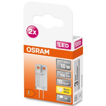 Żarówka LED G4 KAPSUŁKA 0,9W = 10W 100lm 2700K Ciepła 320° OSRAM 2PAK