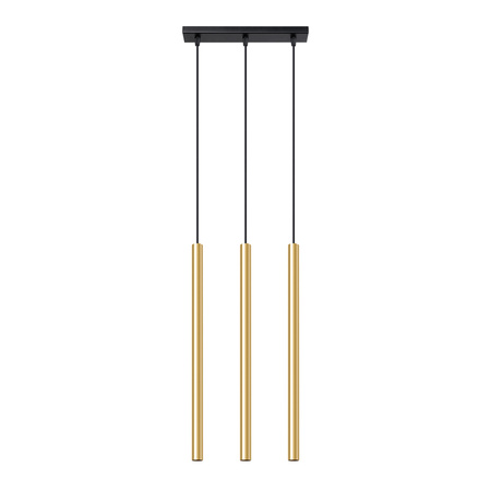 Lampa Sufitowa Wisząca Zwis 3x G9 Tuba Żyrandol Tubularna Złota Połysk Nowoczesna Pastelo Sollux