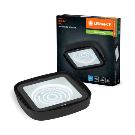 Lampa Przemysłowa Oprawa Zewnętrzna LED 130W 15000lm 6500K IP65 Czarny Highbay Ufo Ledvance