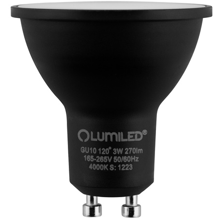 Zestaw 10x Żarówka LED GU10 3W = 25W 270lm 4000K Neutralna 120° Czarna LUMILED