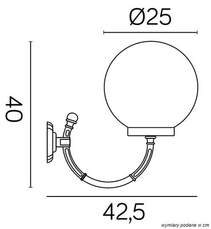 Lampa Ogrodowa Zewnętrzna Elewacyjna KINKIET LED Kule classic K 3012/1/K 250 P E27 Su-Ma