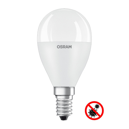 Żarówka LED Antybakteryjna P45 Kulka E14 4.9W = 40W 470lm 2700K Ciepła 200° Antibacterial Classic Osram