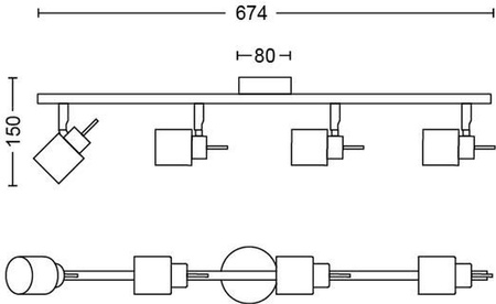 Lampa Kinkiet Sufitowy Reflektor 4x GU10 Nikiel Meranti Philips