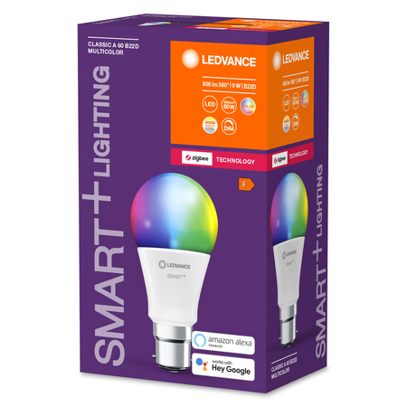 Żarówka LED B22 Tradycyjna 9W = 60W 806lm CCT RGB Ściemnialna SMART+ ZigBee Classic Ledvance
