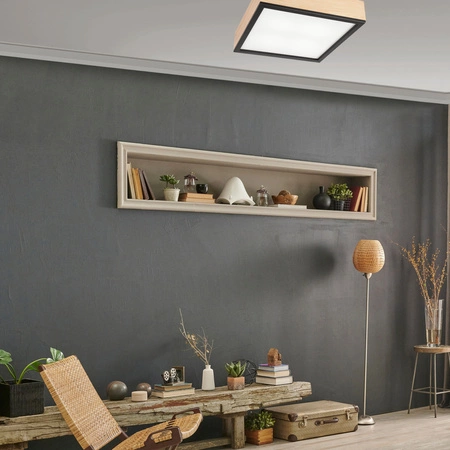 Plafon LED Lampa Sufitowa SANTIAGO 4xE27 Kwadratowa Drewniana LD-PD-9.5 Lamkur