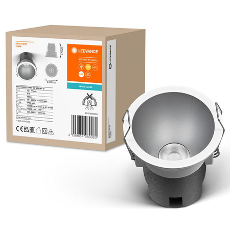 Panel LED Oprawa Podtynkowa Punktowa 5W 400lm CCT Oczko Spot Biały Srebrny Downlight Slim Ledvance