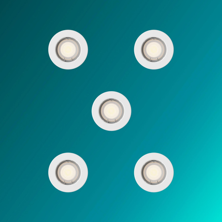 5x Oprawa Podtynkowa Wpuszczana LED GU10 Stała Aluminiowa Okrągła Biała Peridot Philips