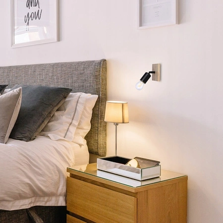 Lampa Ścienna Reflektor Kinkiet Spot E27 Ruchomy Czarny Brązowy Eos Masterled