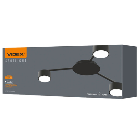 Lampa Sufitowa Żyrandol Oprawa 3x GX53 LED Czarna Nowoczesna Videx